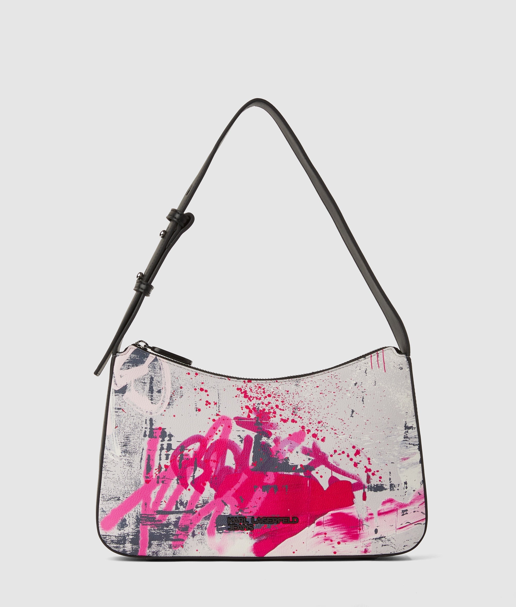 KarlLagerfeld Graffiti Print Shoulder Bag Painters Print Pink All Over Print