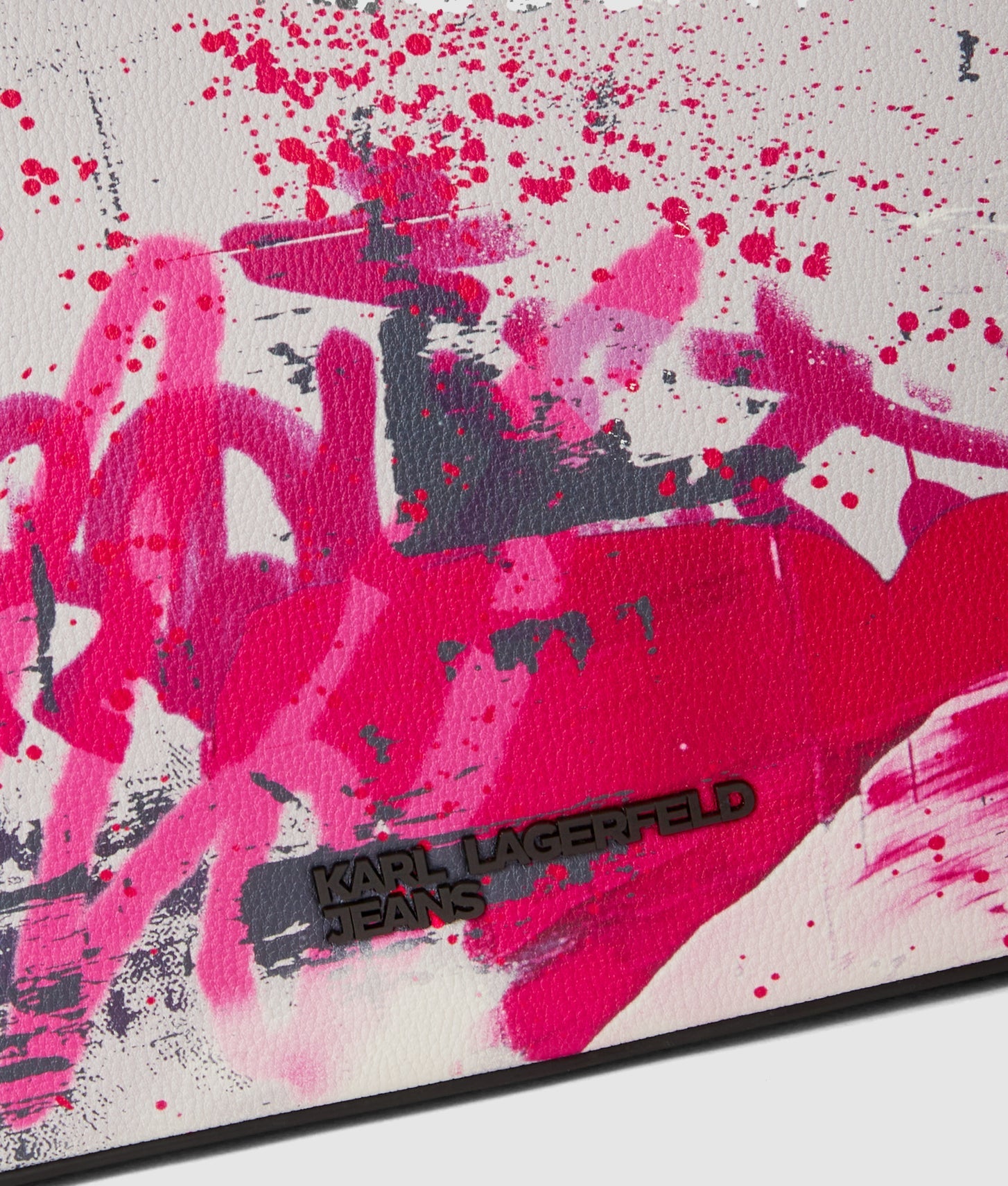 KarlLagerfeld Graffiti Print Shoulder Bag Painters Print Pink All Over Print