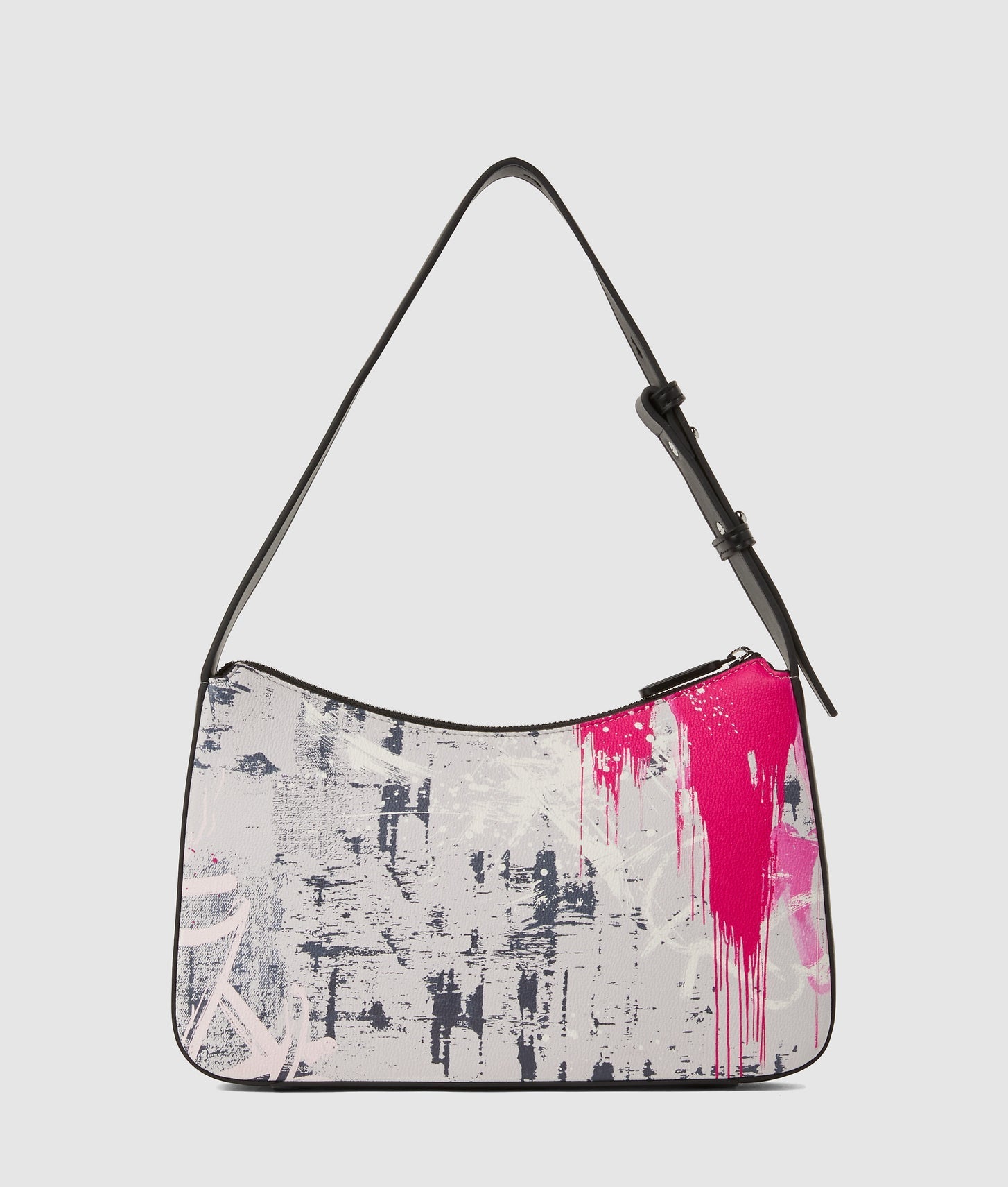 KarlLagerfeld Graffiti Print Shoulder Bag Painters Print Pink All Over Print