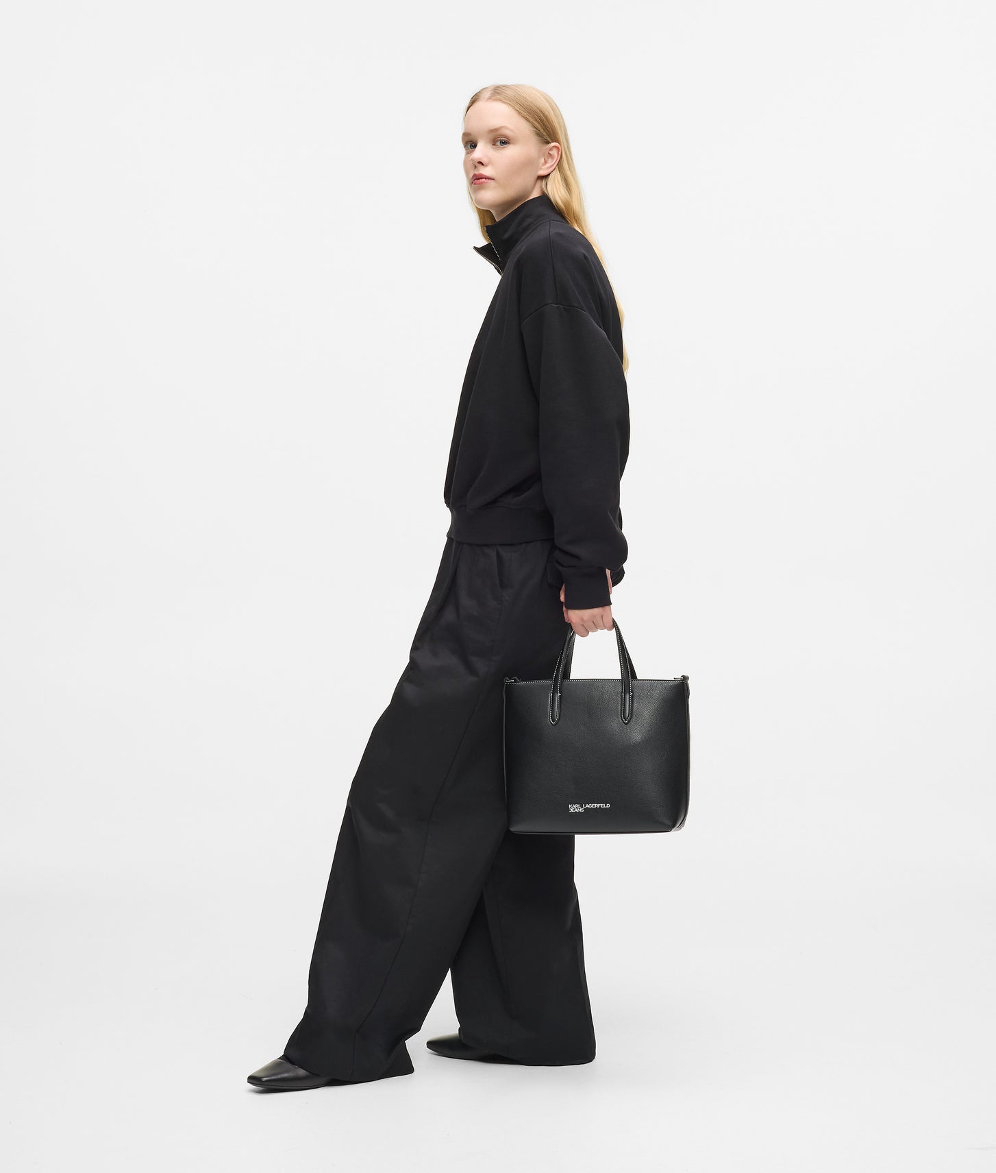 KarlLagerfeld Metal Logo Mini Tote Bag Black