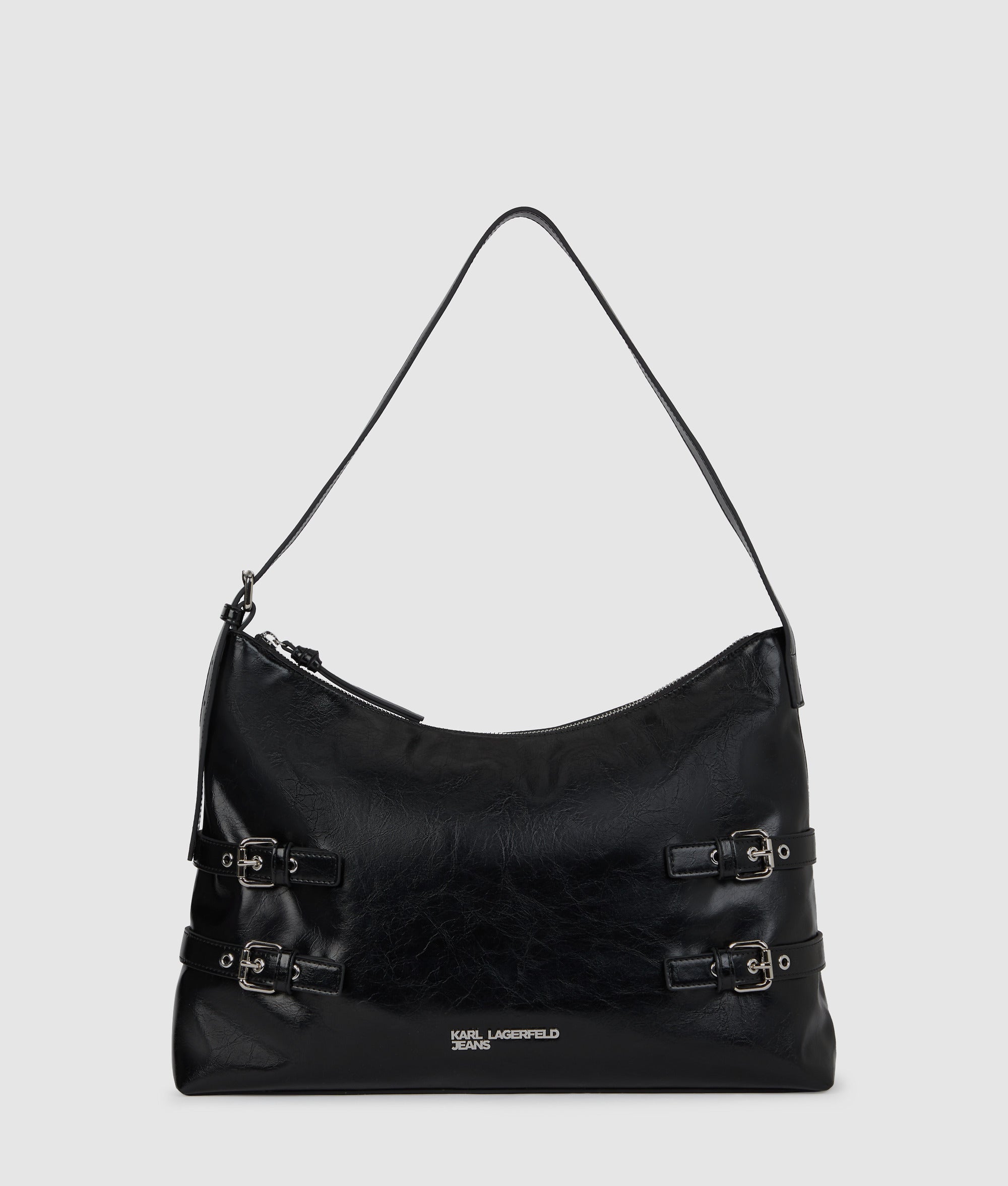 KarlLagerfeld Large Buckle Shoulder Bag Black