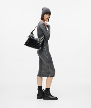 Karl Lagerfeld Ribbed Long-Sleeved Dress Washed Black