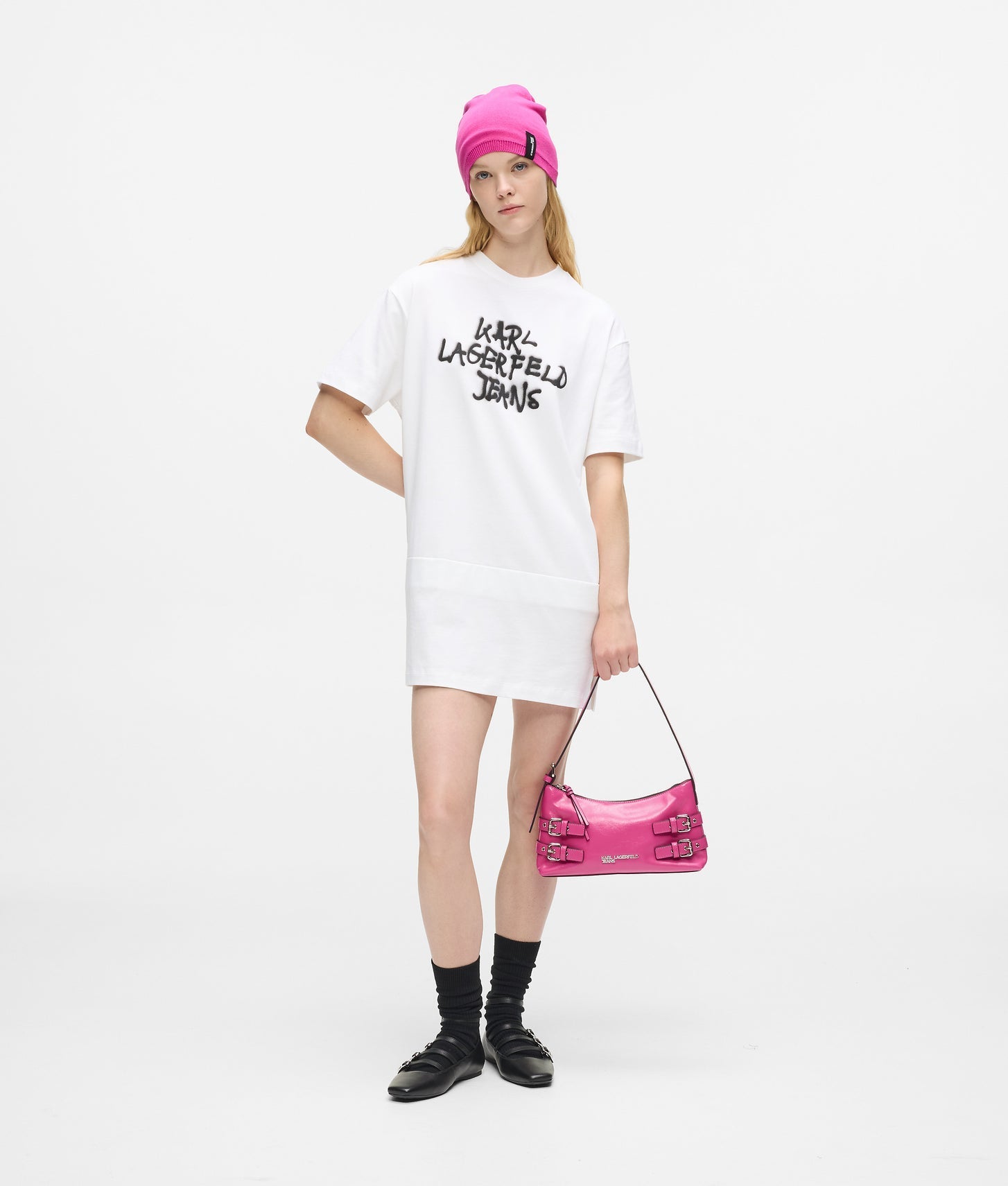 KarlLagerfeld Buckle Shoulder Bag Very Berry