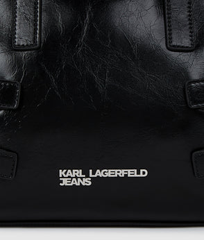 Karl Lagerfeld Two-Tone Denim Mini Skirt Washed Black Blocked