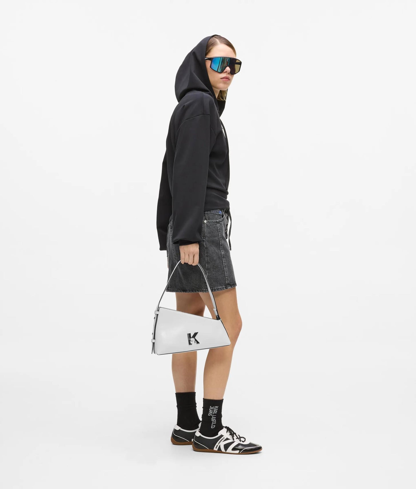 KarlLagerfeld Geo High-Shine Shoulder Bag Off White