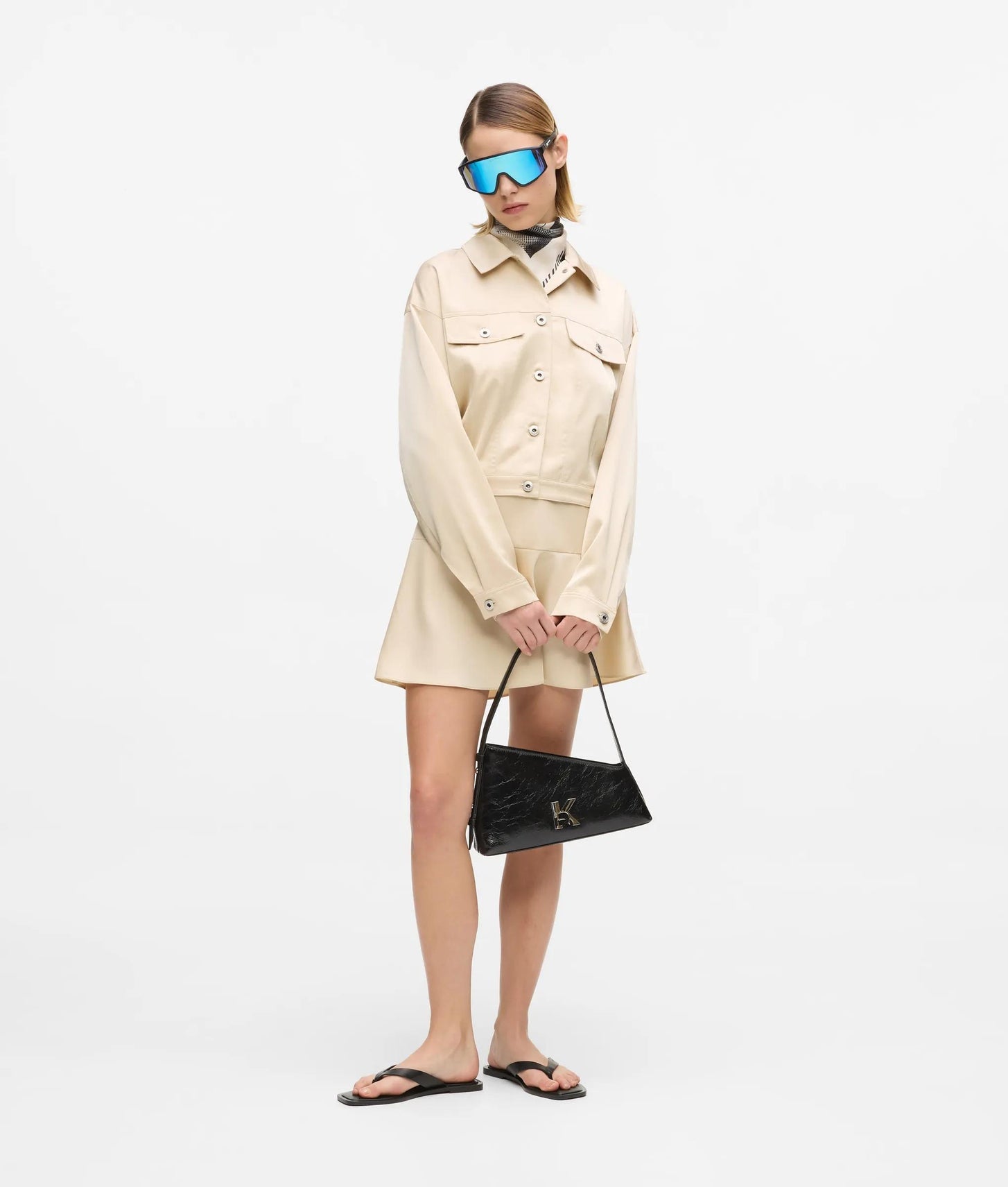 KarlLagerfeld Geo High-Shine Shoulder Bag Black