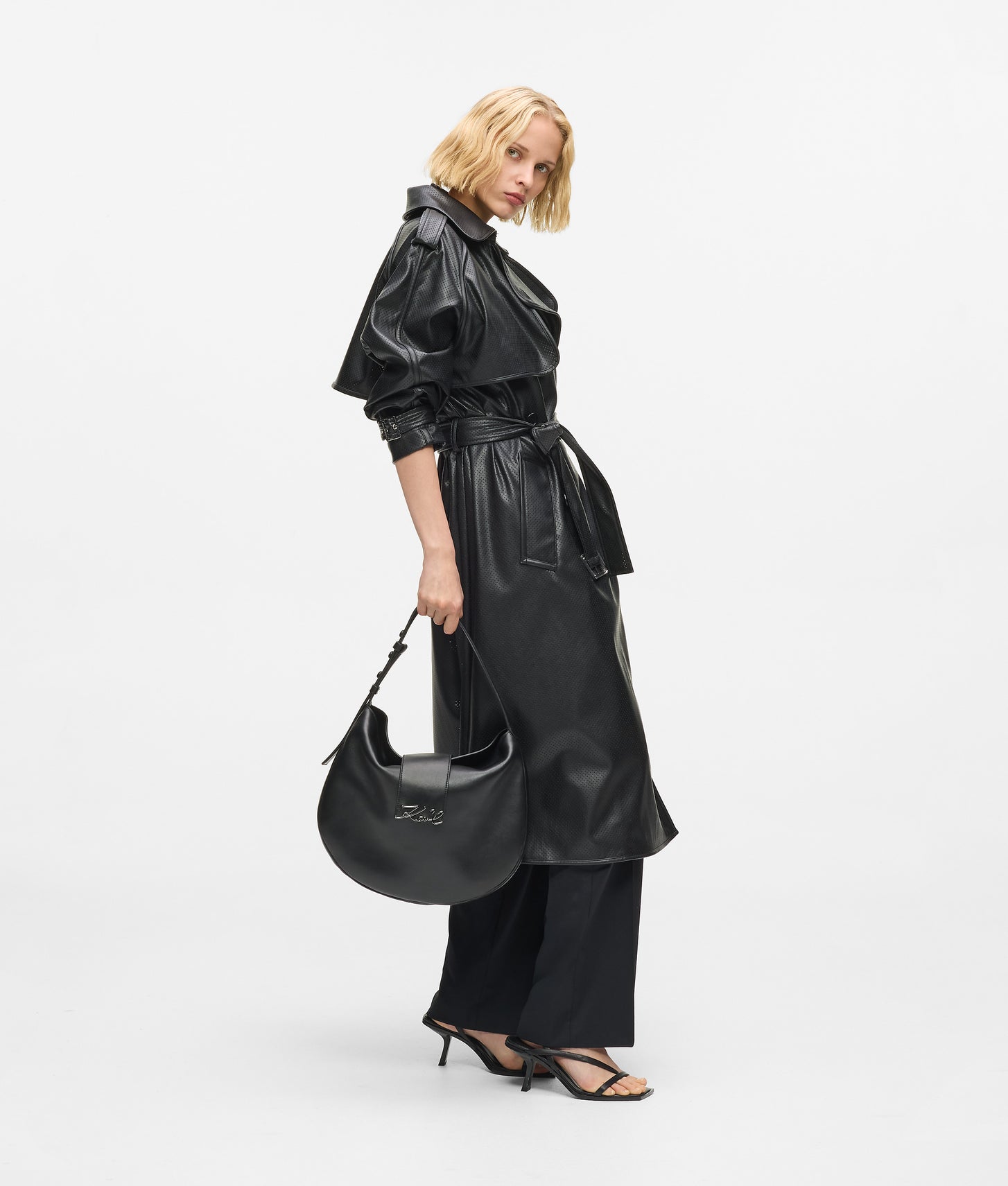 KarlLagerfeld Ksignature Oversized Moon Bag Black-Nickel