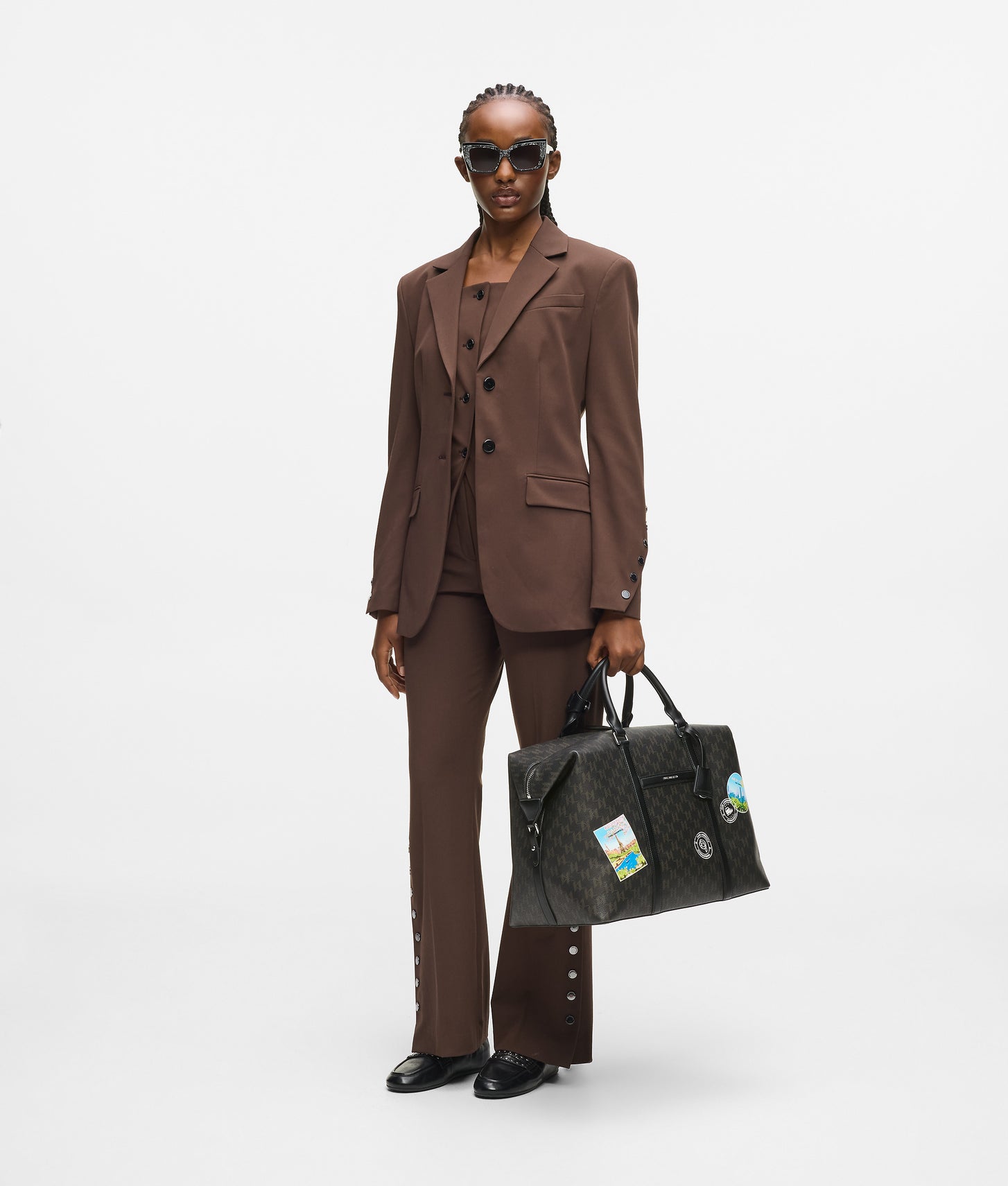 KarlLagerfeld Ikon Monogram Weekender Bag Brown-Monogram