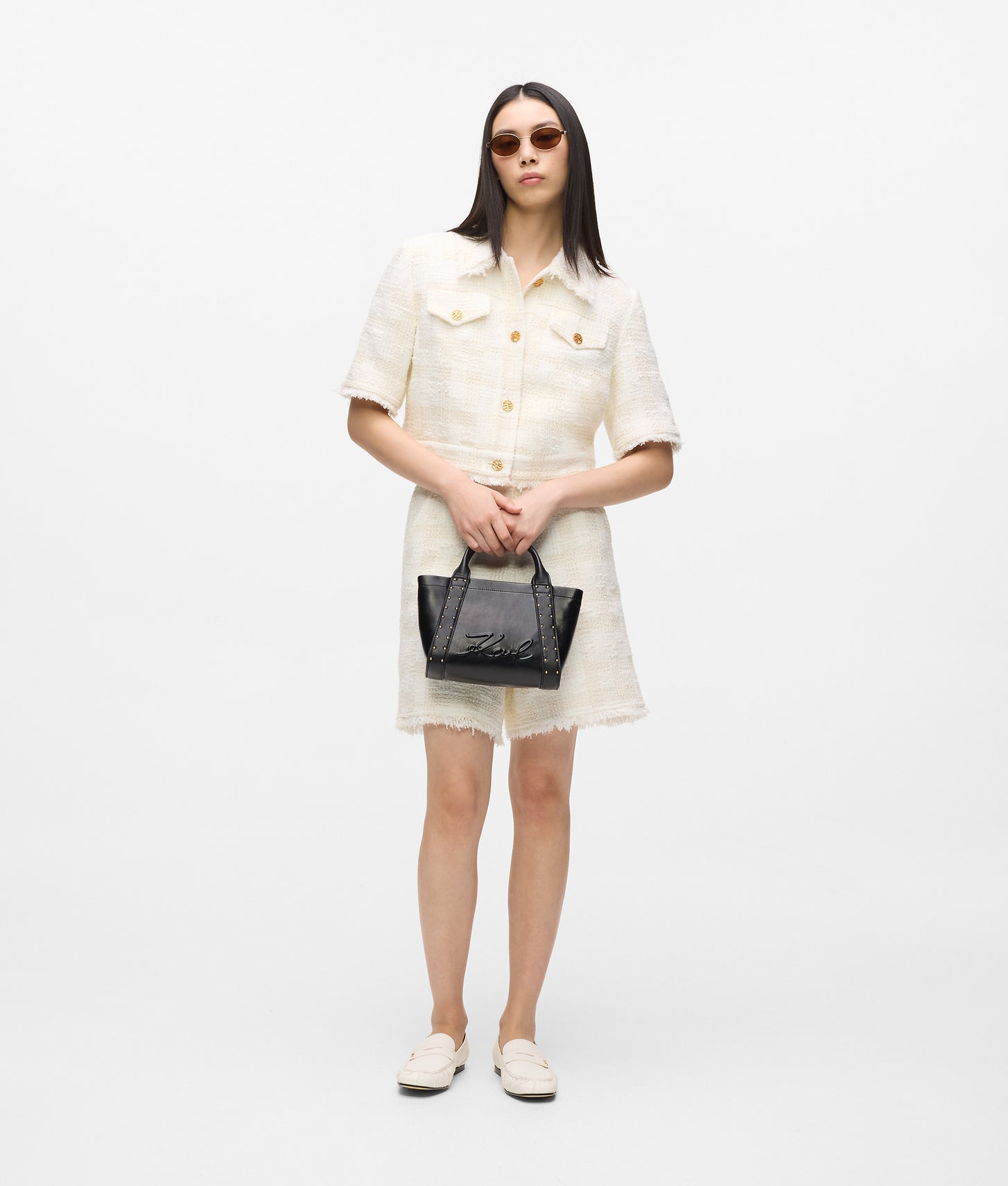 KarlLagerfeld Kville Small Studded Tote Bag Black/Gold