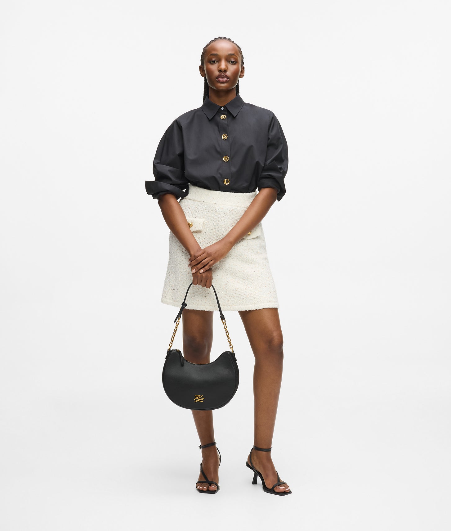 KarlLagerfeld Kautograph Medium Moon Bag Black/Gold