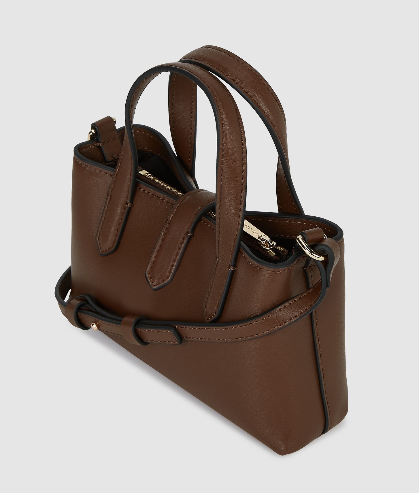 KarlLagerfeld Kautograph Padlock Mini Shoulder Bag Dark Friar Brown