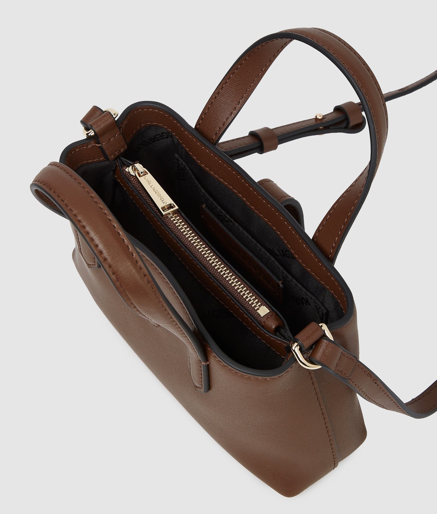 KarlLagerfeld Kautograph Padlock Mini Shoulder Bag Dark Friar Brown