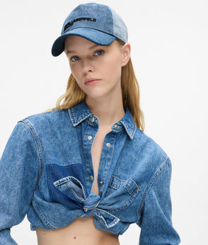 Karl Lagerfeld Coated Denim Bustier Coated Blue