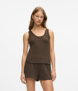 Karl Lagerfeld Waffle Loungewear Tank Top Black Coffee