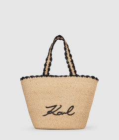 KarlLagerfeld Ksignature Scallop Beach Bag Natural
