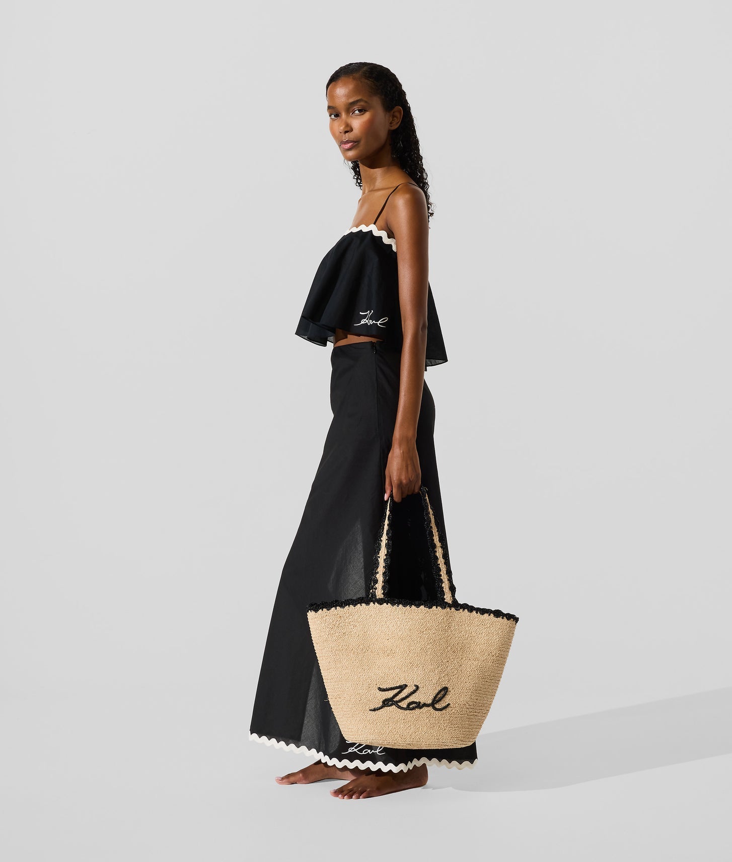 KarlLagerfeld Ksignature Scallop Beach Bag Natural