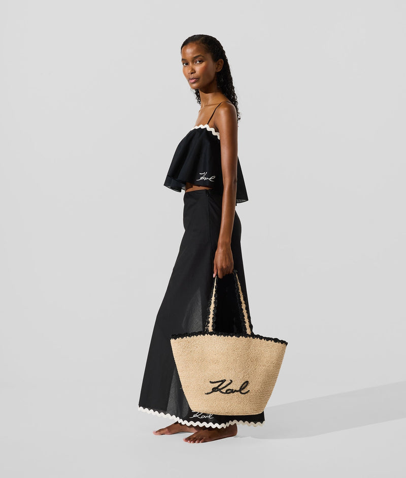 KarlLagerfeld Ksignature Scallop Beach Bag Natural