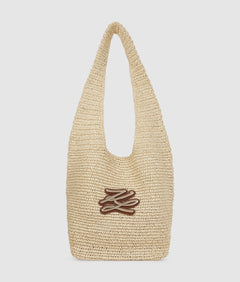 KarlLagerfeld Kautograph Crochet Hobo Bag Natural