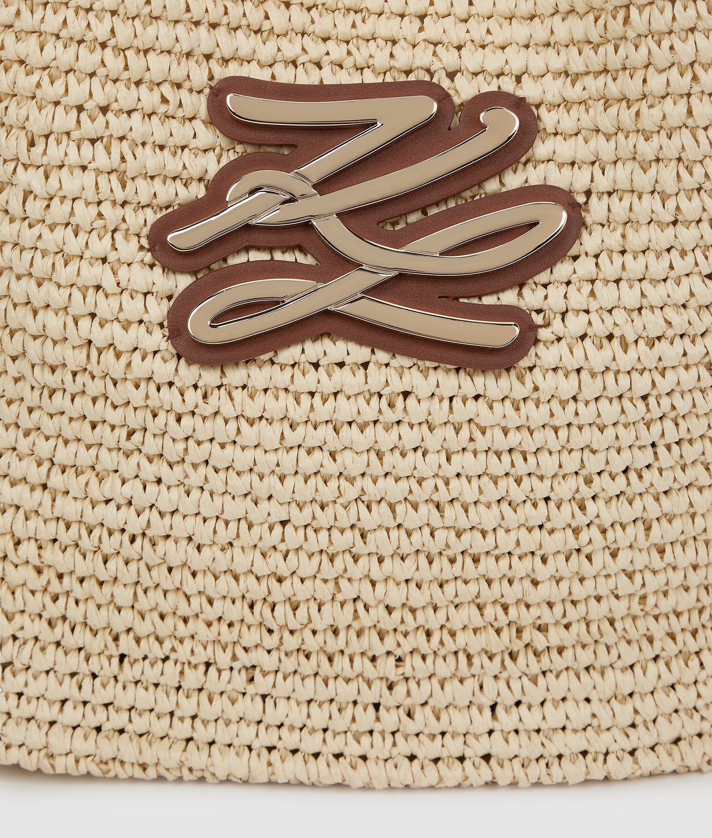 KarlLagerfeld Kautograph Crochet Hobo Bag Natural