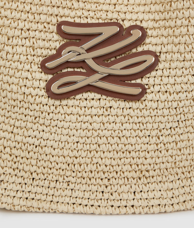 KarlLagerfeld Kautograph Crochet Hobo Bag Natural