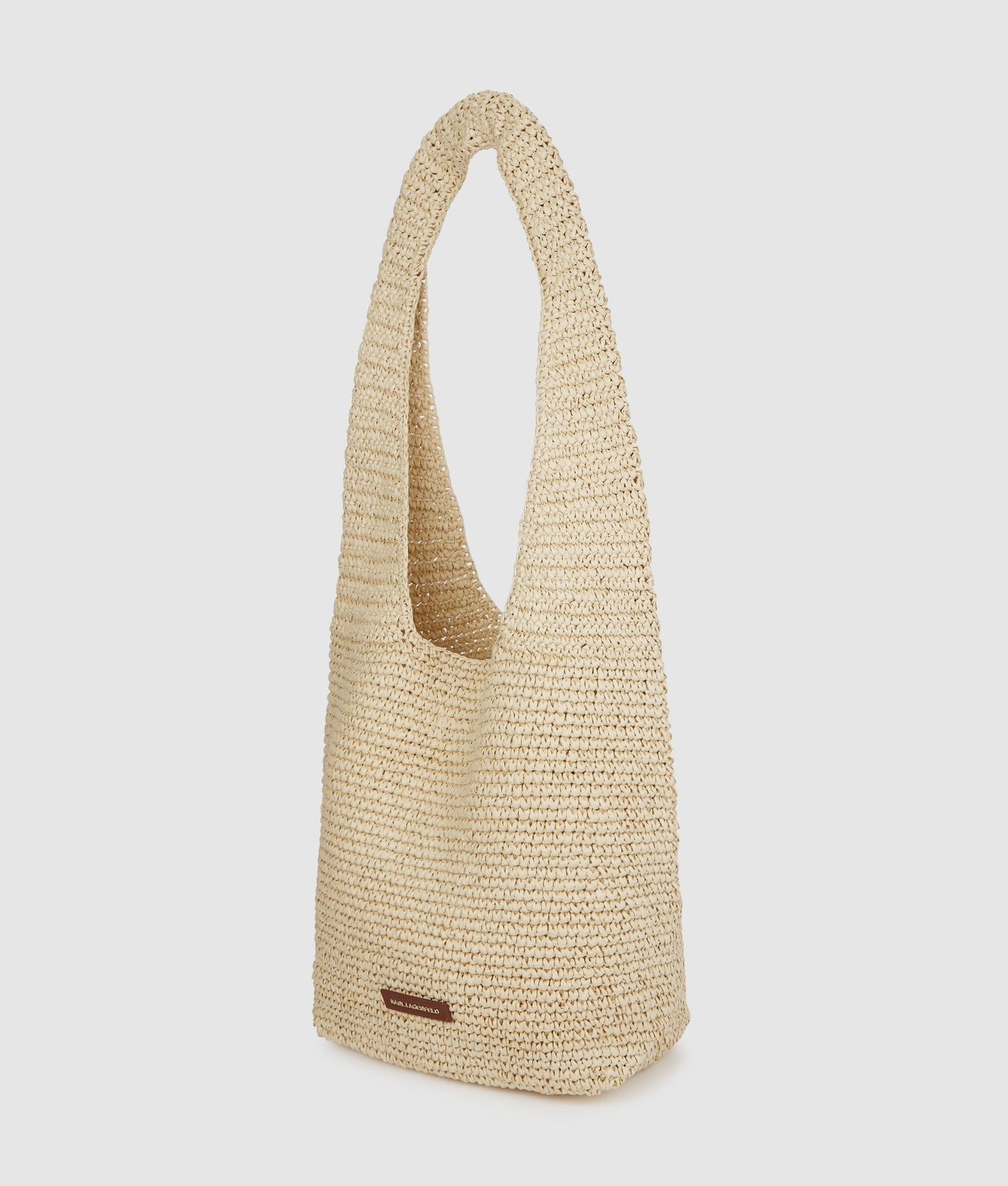 KarlLagerfeld Kautograph Crochet Hobo Bag Natural