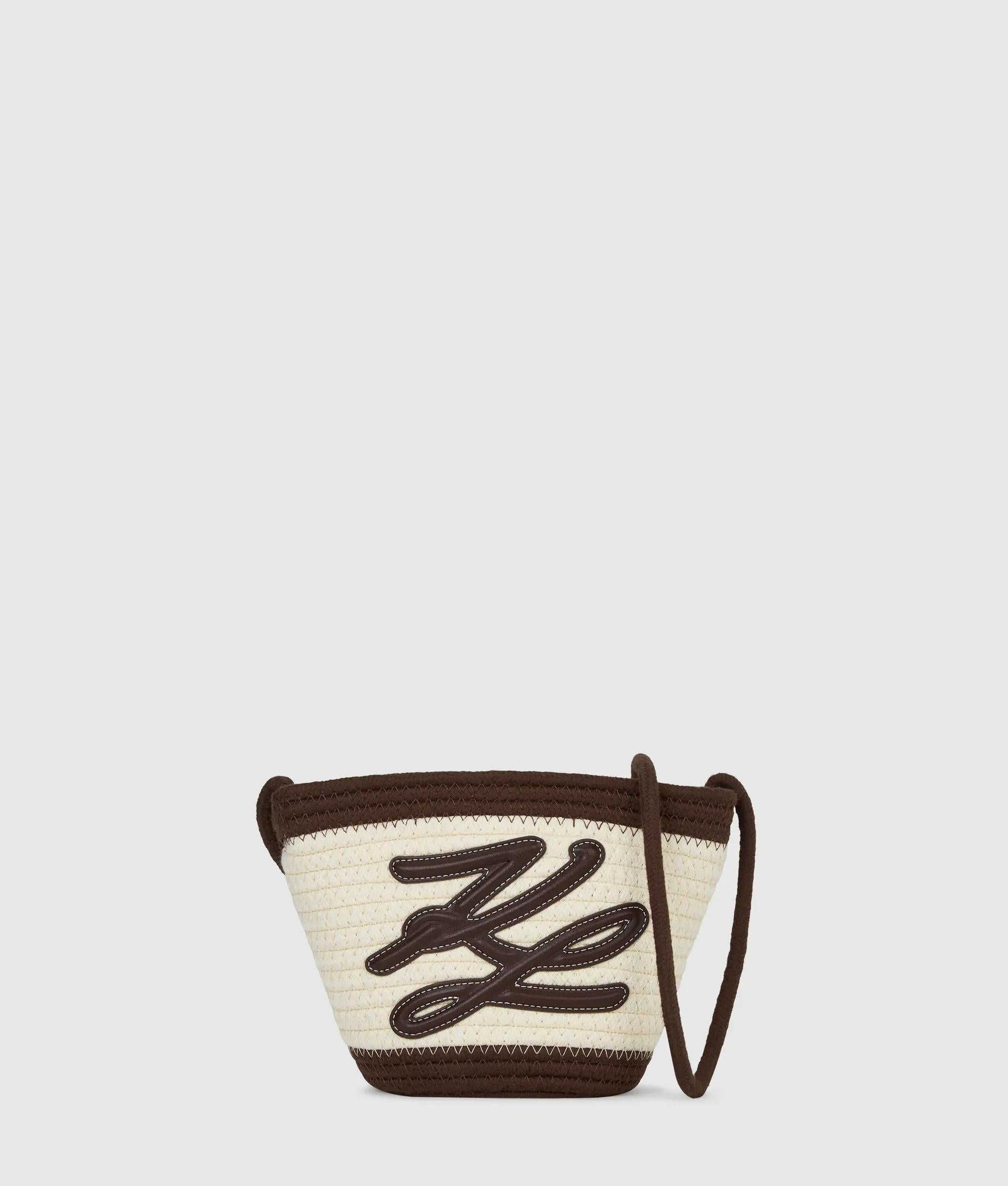 KarlLagerfeld Kautograph Rope Small Beach Bag Black Coffee