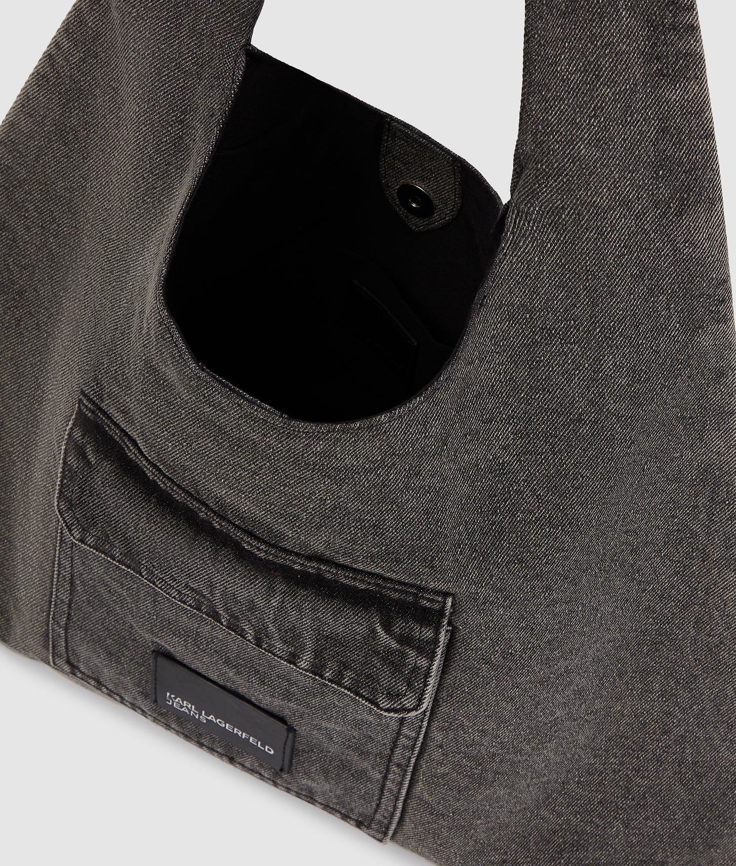 KarlLagerfeld Denim Hobo Shopper Black Denim-Grey Denim