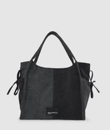 KarlLagerfeld Two-Tone Denim Shopper Black Denim-Grey Denim