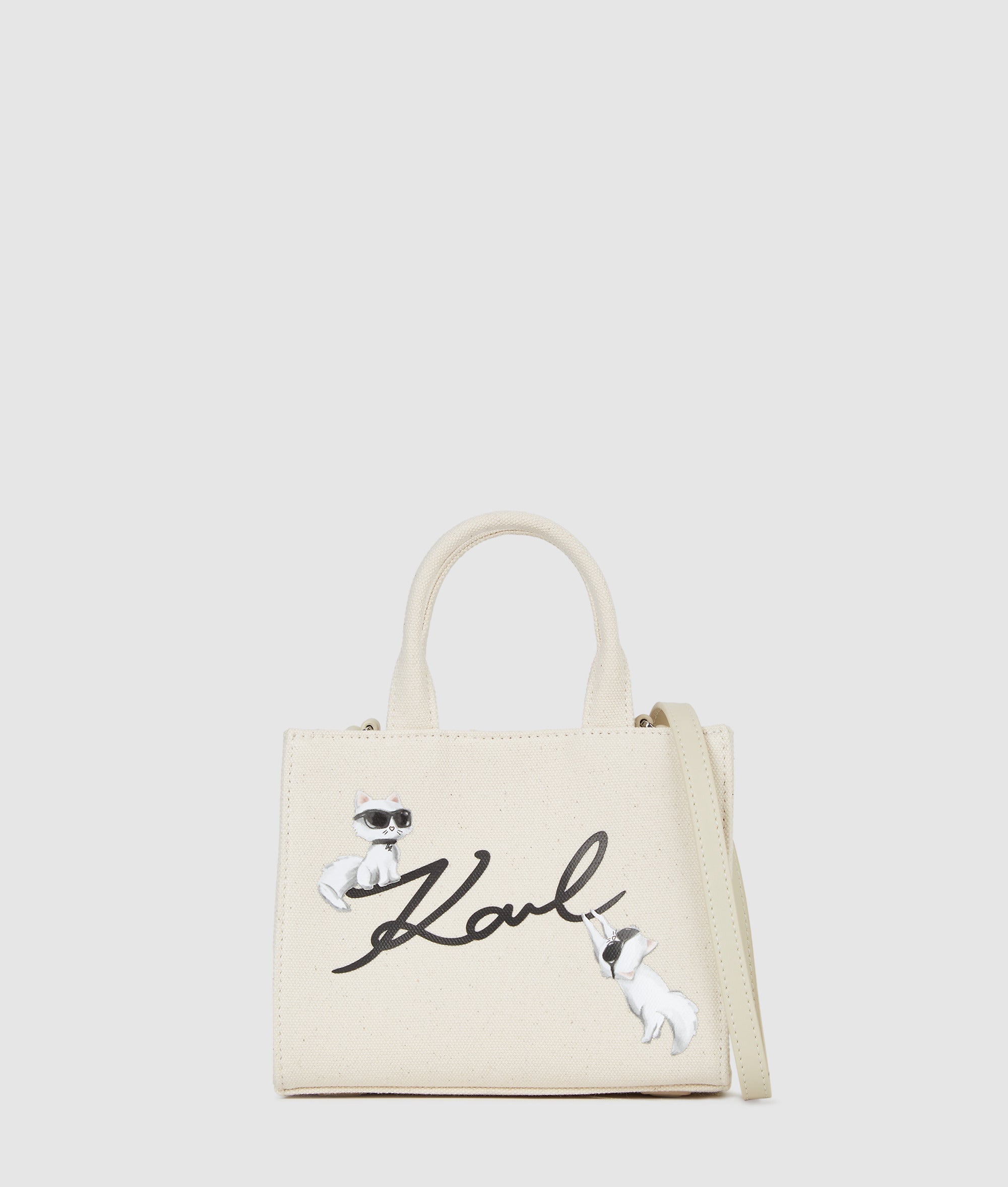 KarlLagerfeld Ikon Signature Choupette Tote Bag Natural