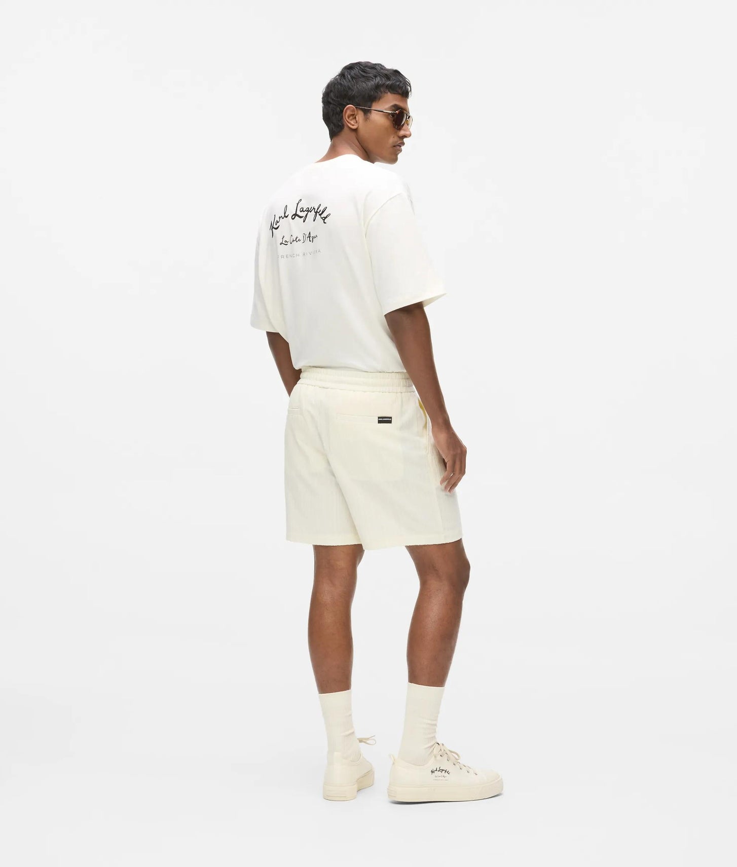 Karl Lagerfeld Textured Shorts Cannoli Cream