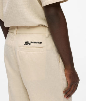 Karl Lagerfeld Short-Sleeved Crinkled Shirt Whitecap Grey