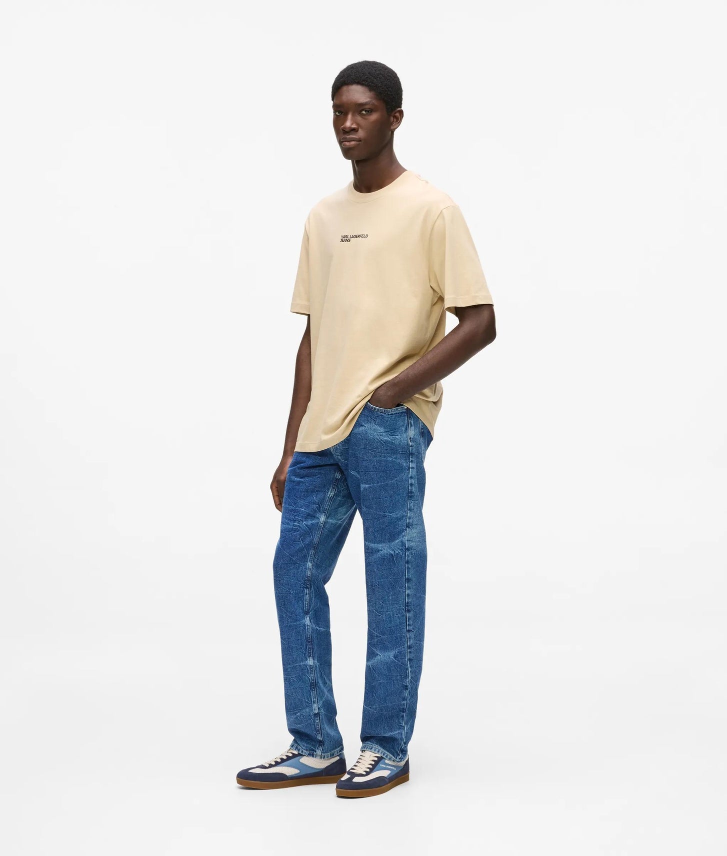 Karl Lagerfeld Marbled Straight Jeans Marble Blue