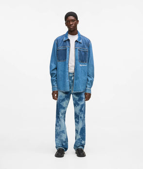 Karl Lagerfeld Relaxed Monogram Denim Jacket All Over Print Blue Denim