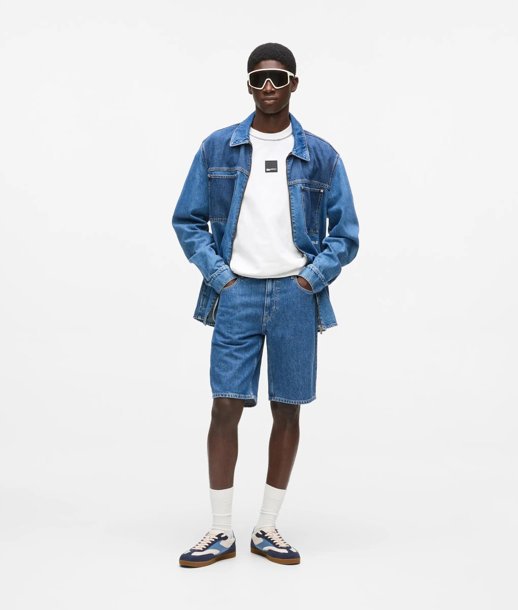 Karl Lagerfeld Regular Denim Shorts Mid Blue Stone