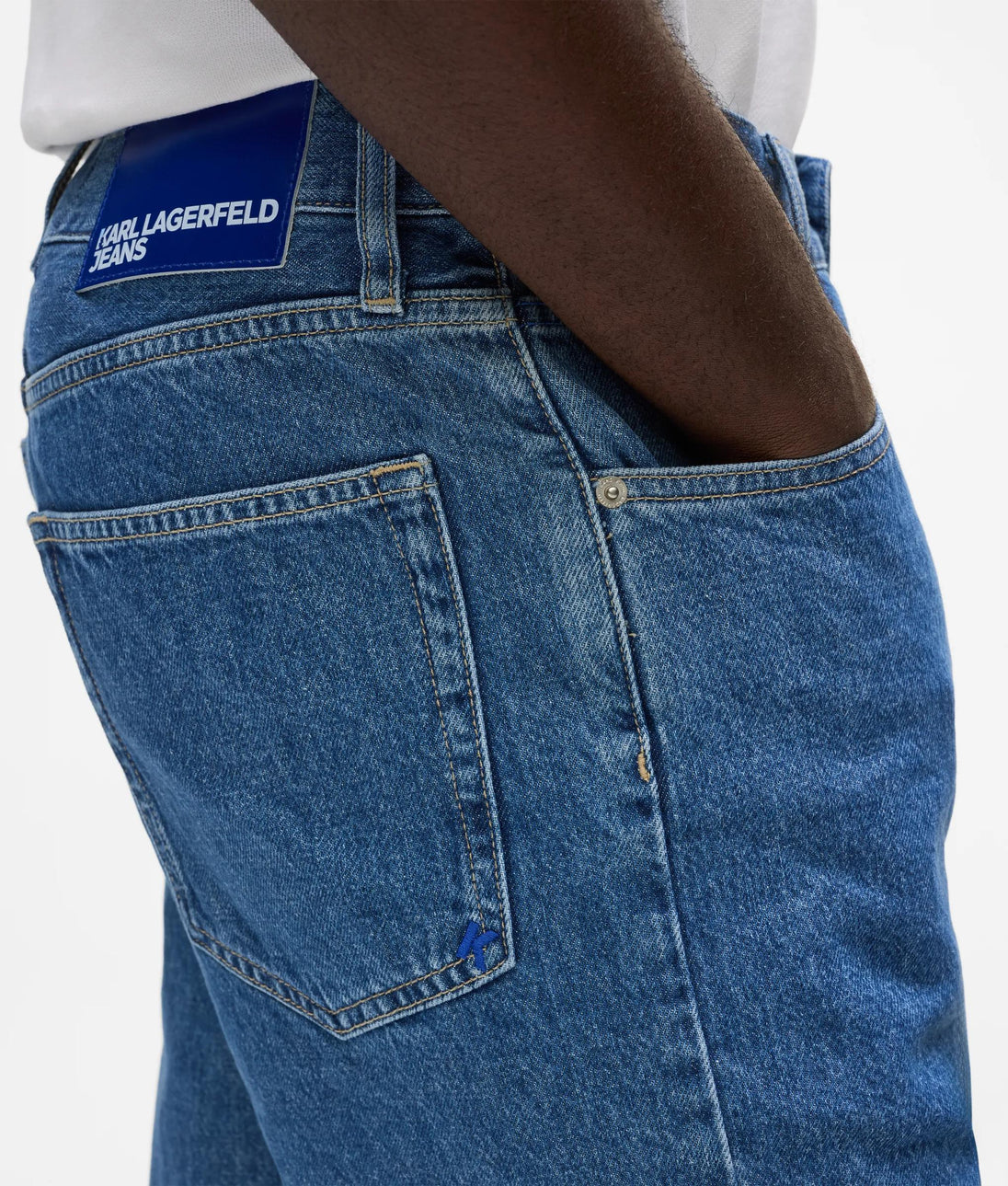 Karl Lagerfeld Two Tone Denim Overshirt Mid Blue Blocked