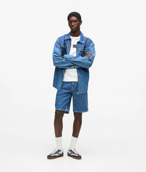 Karl Lagerfeld Two Tone Denim Overshirt Mid Blue Blocked