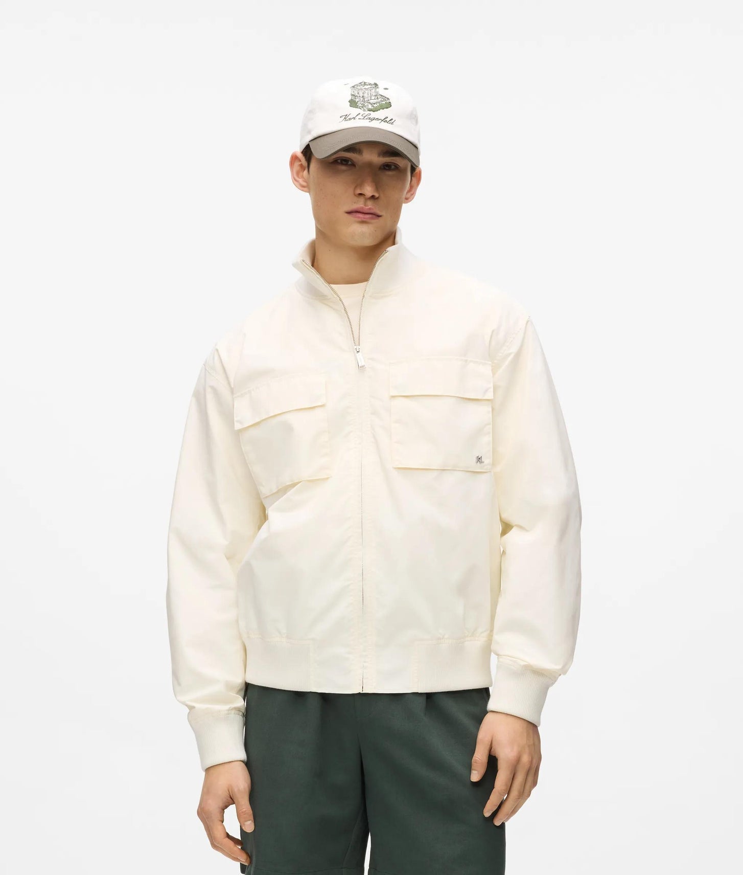 Karl Lagerfeld Côte D'Azur Bomber Jacket Cannoli Cream