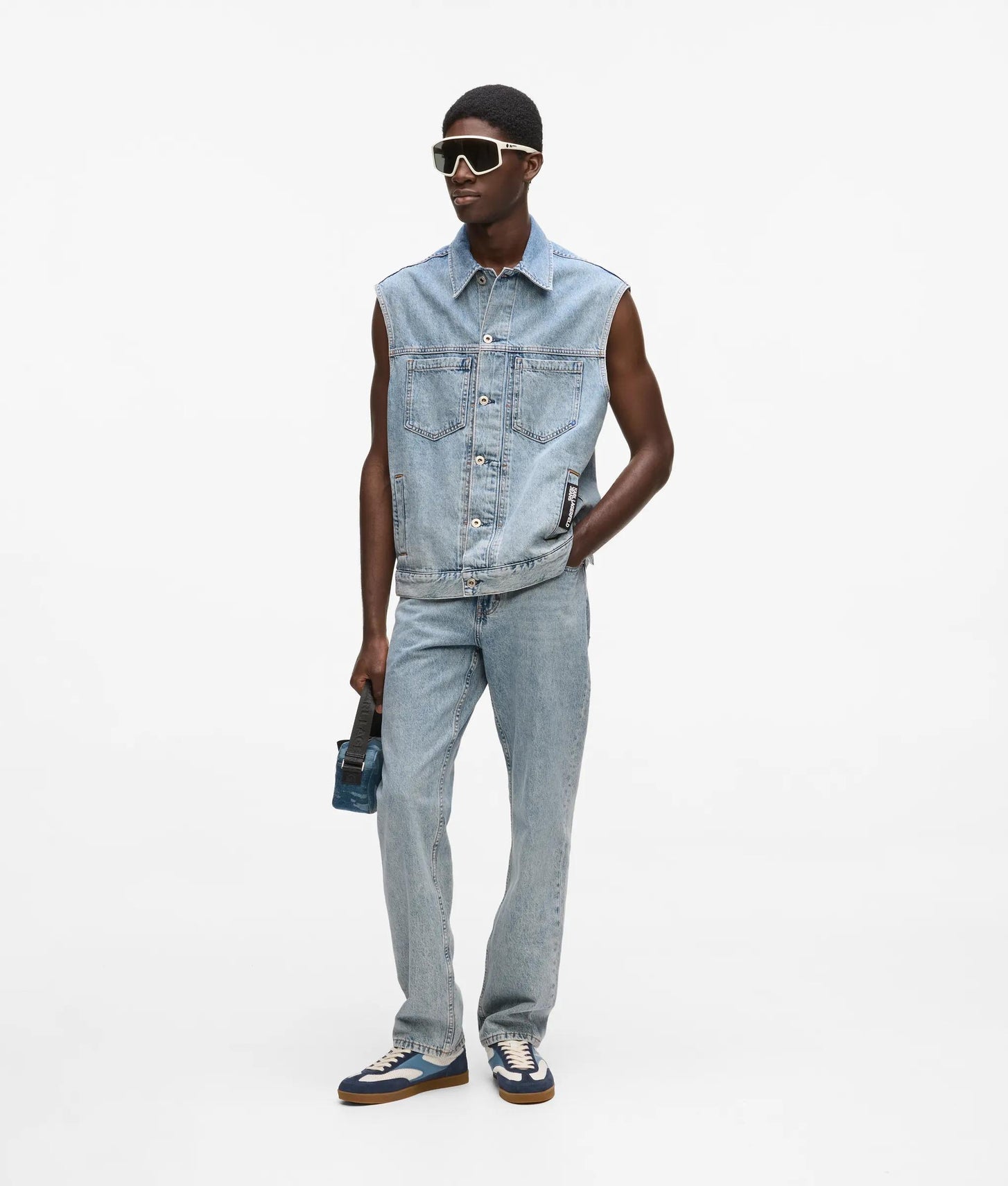 Karl Lagerfeld Relaxed Denim Vest Acid Light Blue