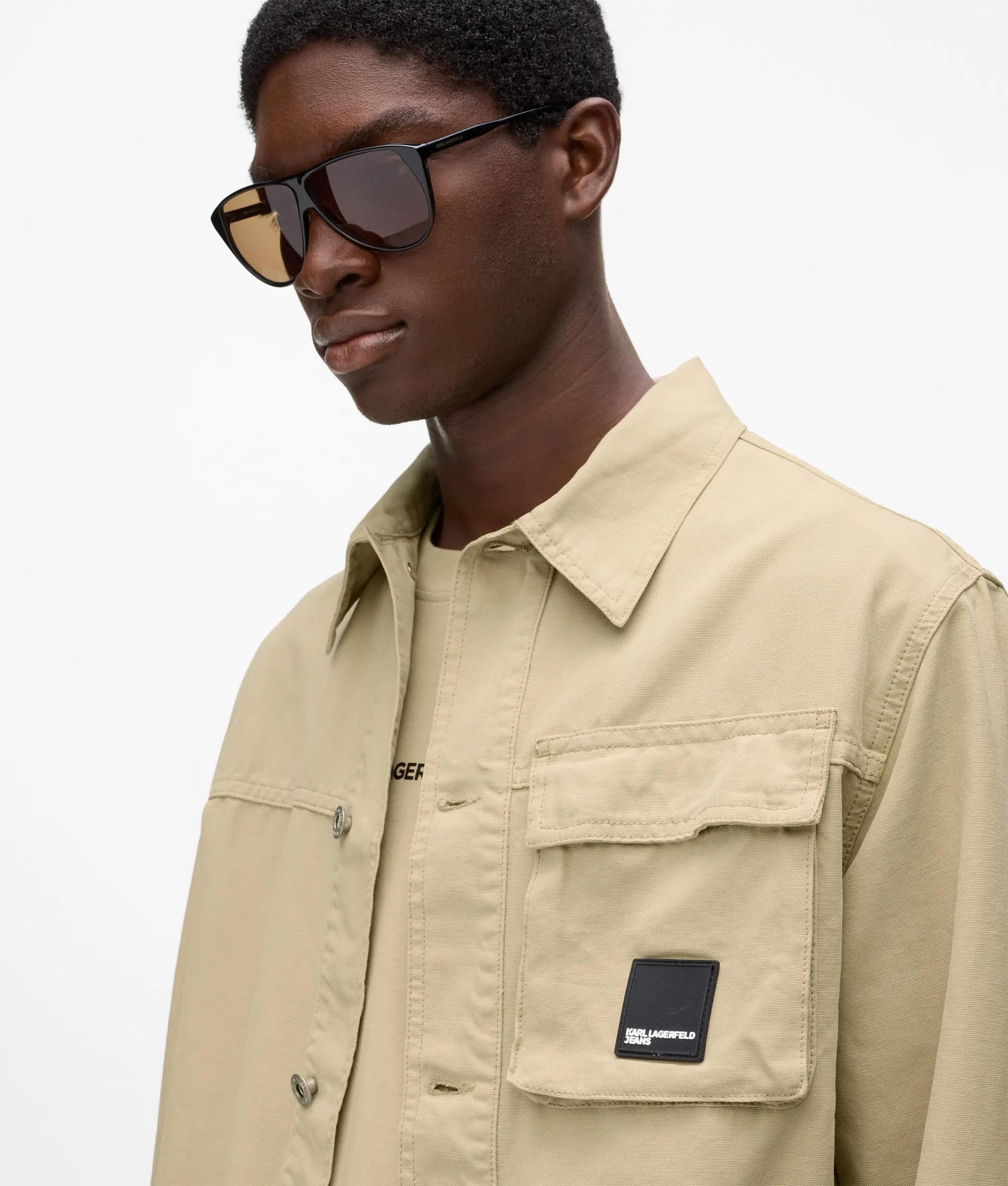 Karl Lagerfeld Canvas Utility Jacket Pale Khaki