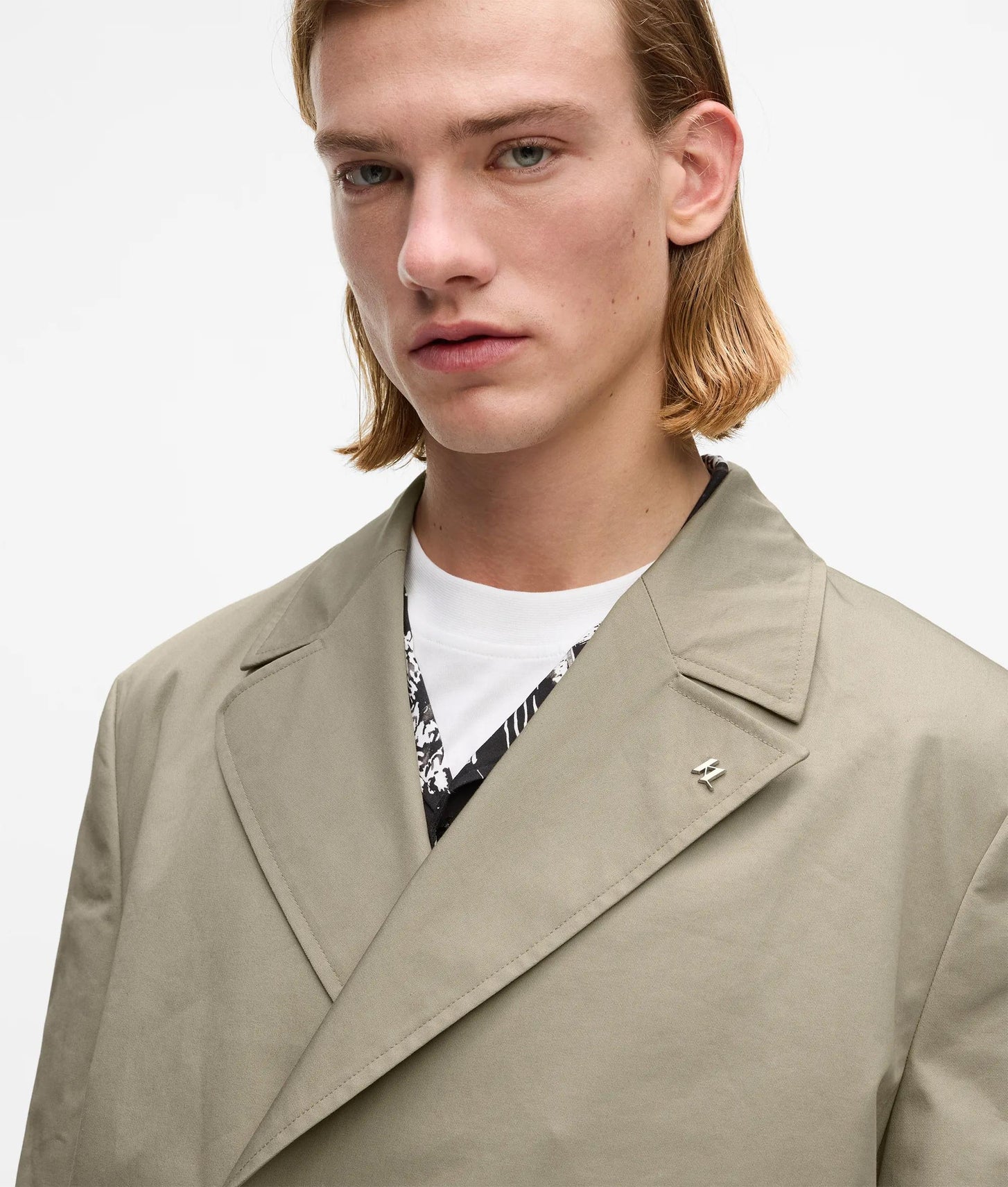 Karl Lagerfeld Double Breasted Overcoat Laurel Oak