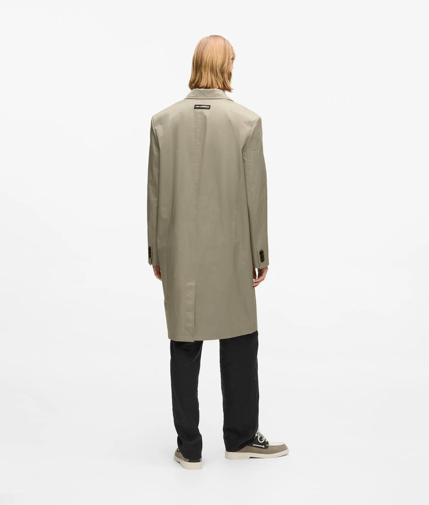 Karl Lagerfeld Double Breasted Overcoat Laurel Oak