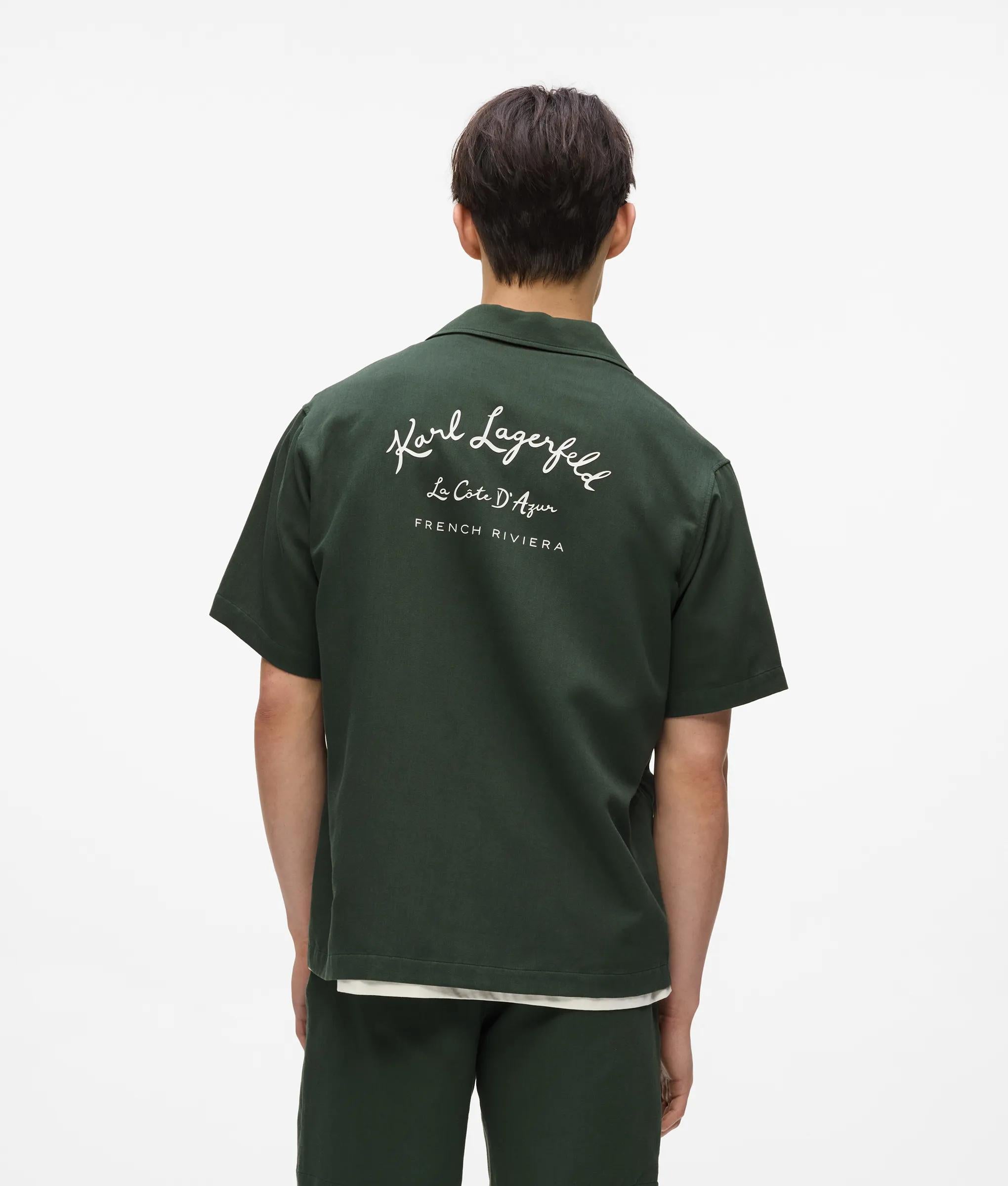 Karl Lagerfeld Short-Sleeved Côte D'Azur Shirt Deep Forest