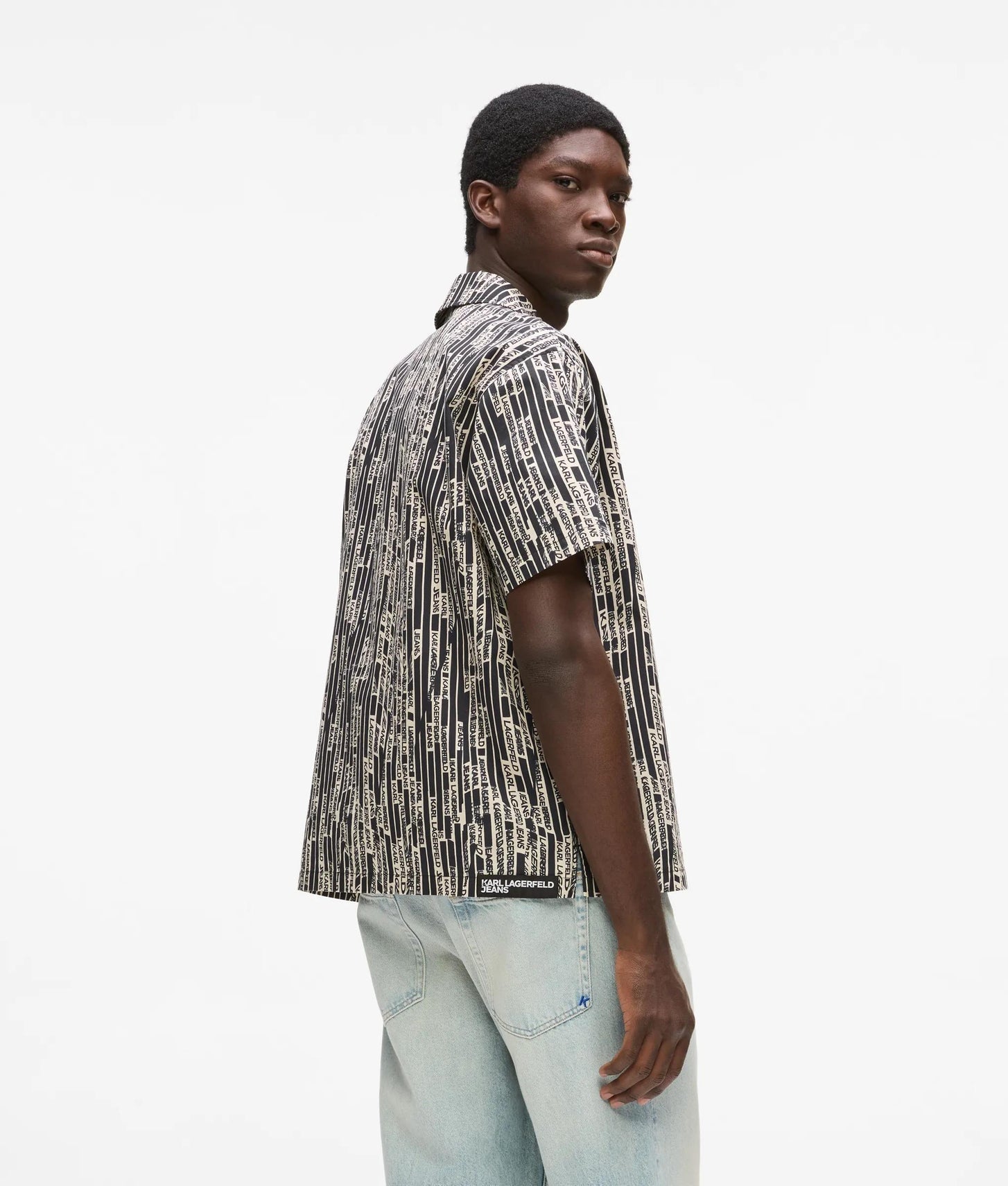 Karl Lagerfeld Short-Sleeved Logo Print Shirt Linear Logo All Over Print