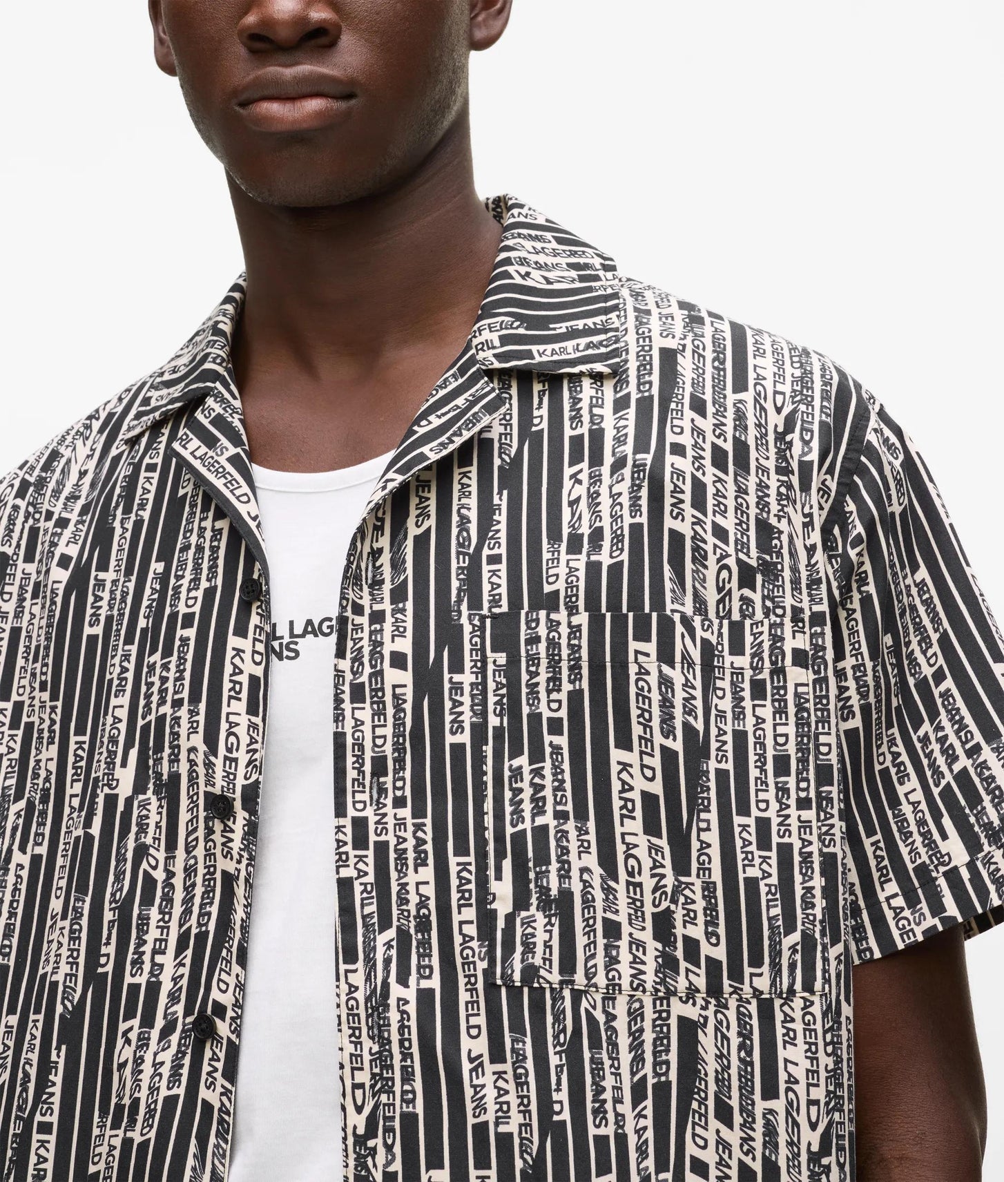 Karl Lagerfeld Short-Sleeved Logo Print Shirt Linear Logo All Over Print