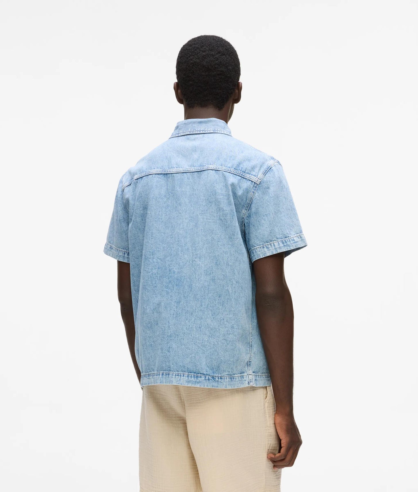 Karl Lagerfeld Short-Sleeved Denim Shirt Light Blue