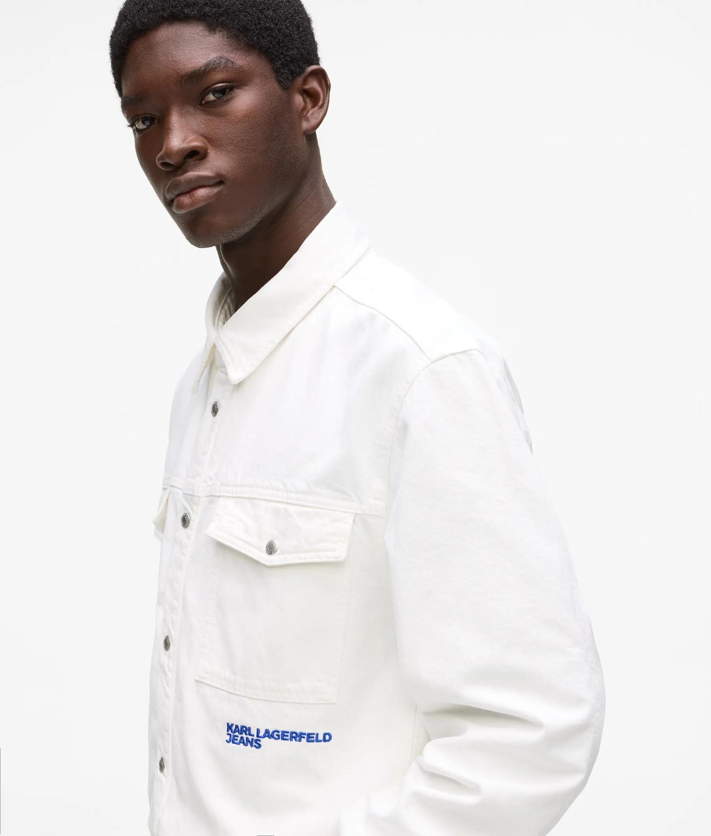 Karl Lagerfeld Graphic Karl Print Denim Overshirt White
