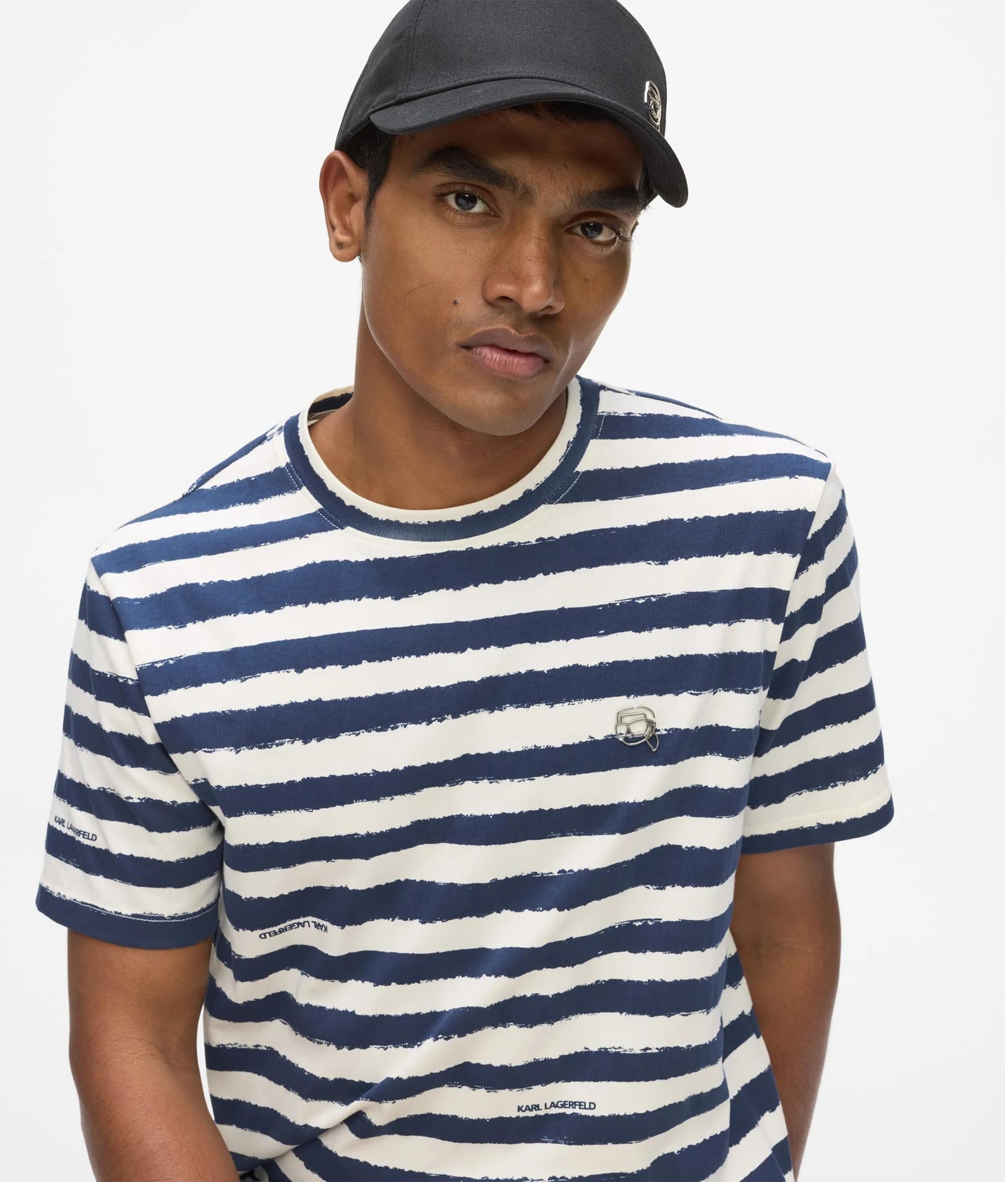 Karl Lagerfeld Ikon Striped T-Shirt Cannoli Cream