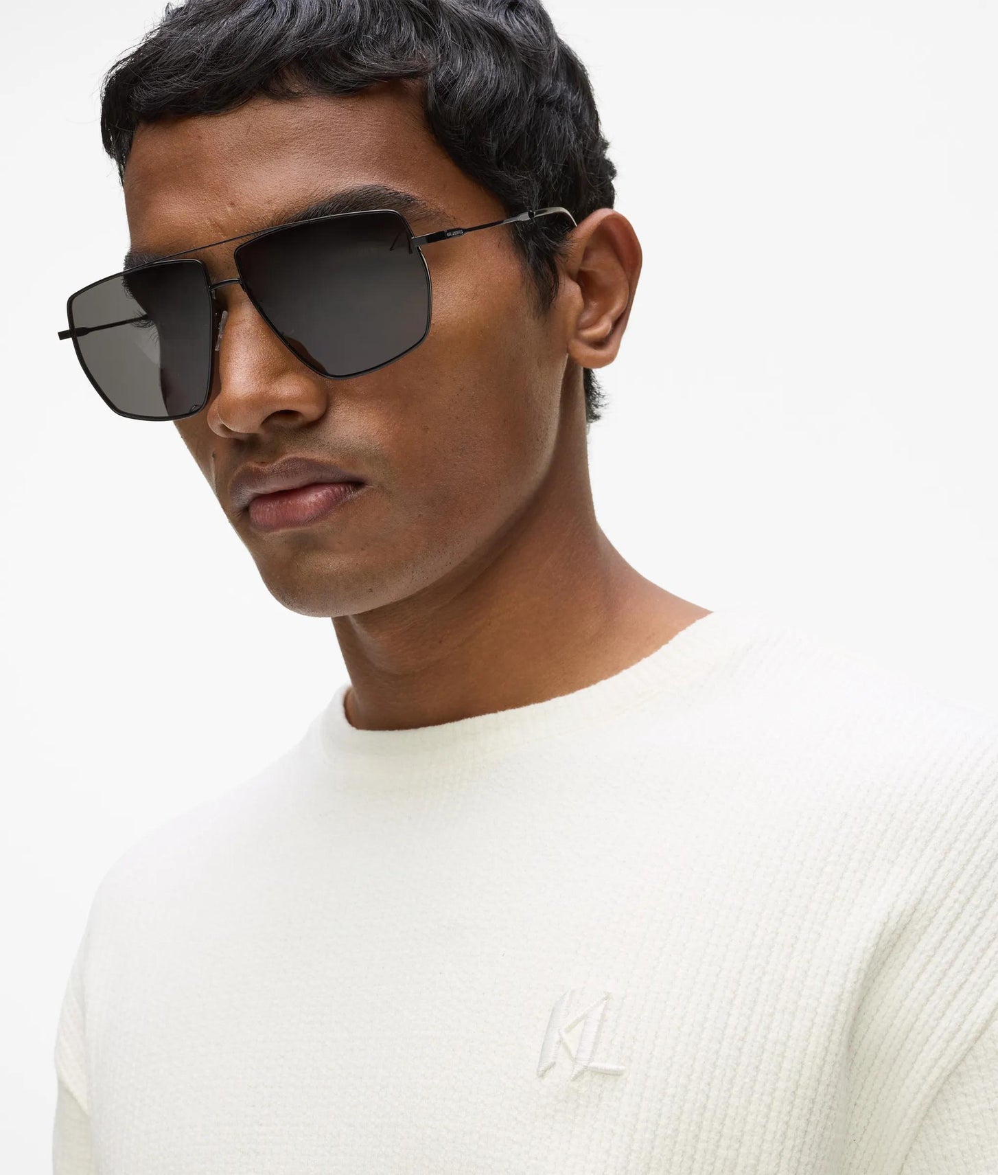 Karl Lagerfeld Textured Monogram T-Shirt Cannoli Cream