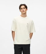 Karl Lagerfeld Ikon Textured Striped T-Shirt Cannoli Cream