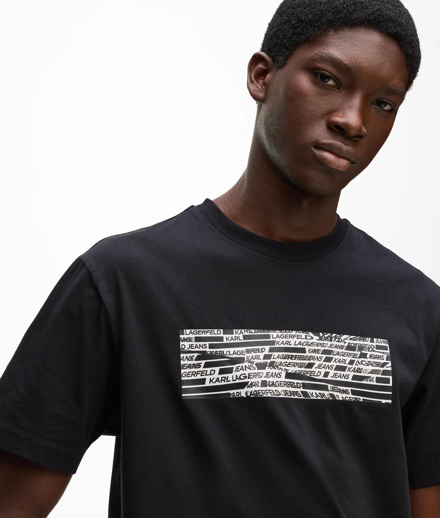Karl Lagerfeld Stripe Logo T-Shirt Black